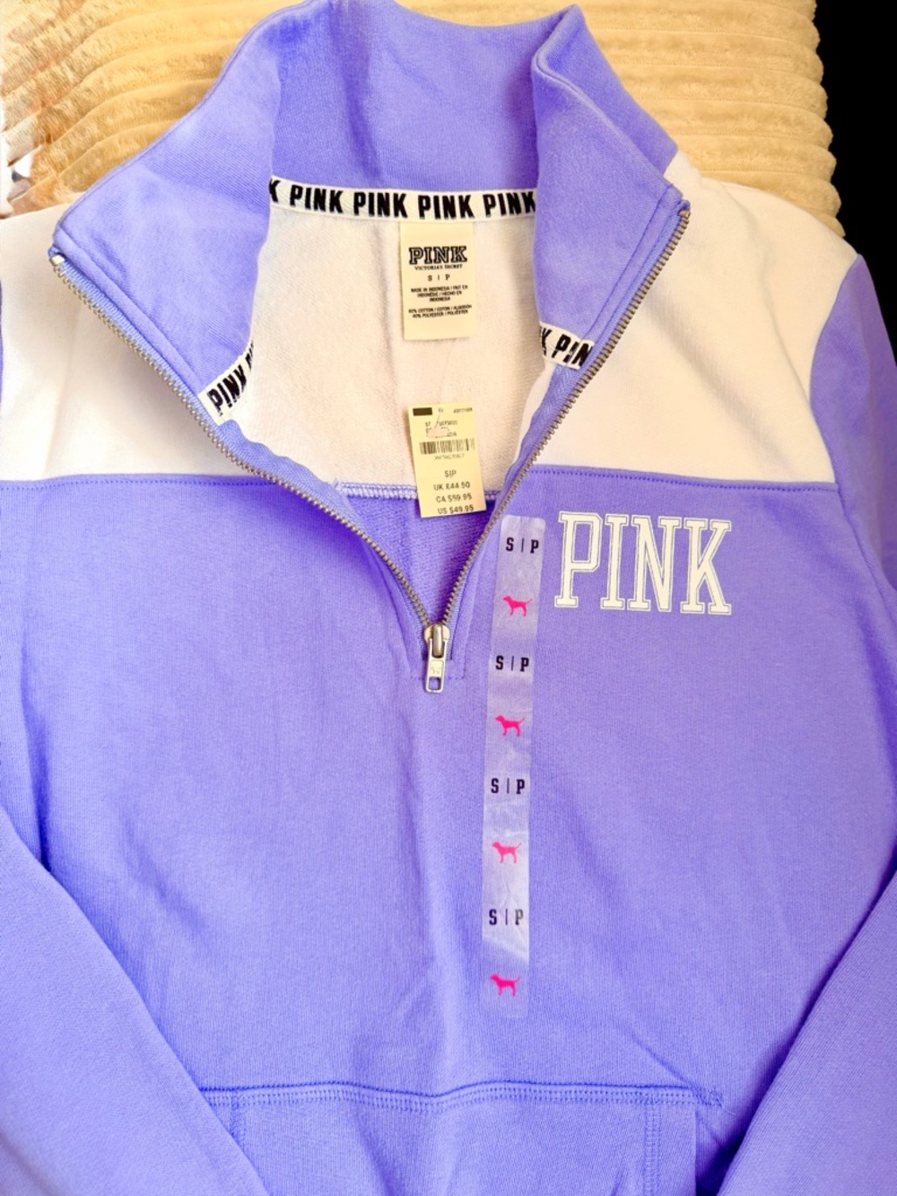 NWT Vintage Y2K PINK Victoria’s Secret Quarter Zip Pullover Sweatshirt